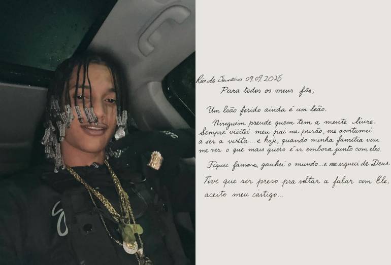 Preso, Oruam escreve carta aberta nas redes sociais: “Sou um trapper, não um traficante”