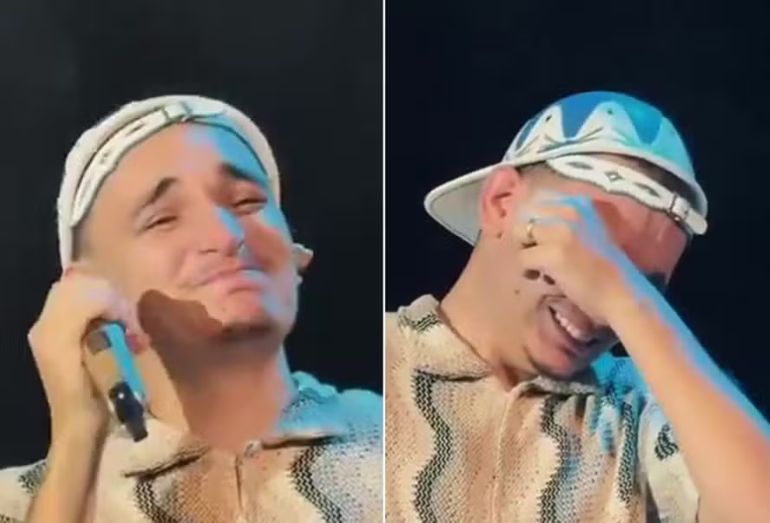 João Gomes chora ao rever professora que o alfabetizou em show no Nordeste