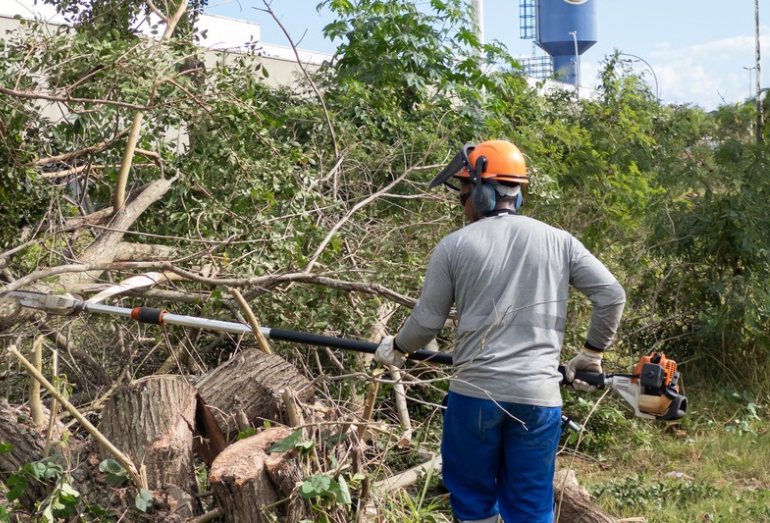 Força-tarefa mobiliza equipes e máquinas para limpeza do Parque da Cidade em Macaé